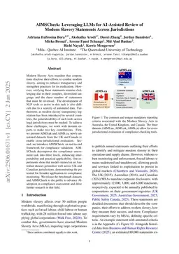 AIMSCheck: Leveraging LLMs for AI-Assisted Review of Modern Slavery Statements Across Jurisdictions