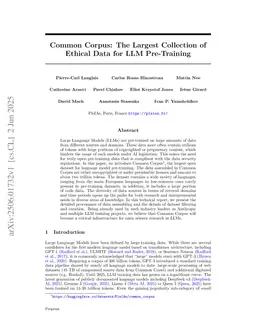 Common Corpus: The Largest Collection of Ethical Data for LLM Pre-Training