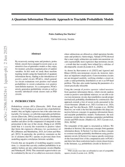 A Quantum Information Theoretic Approach to Tractable Probabilistic Models
