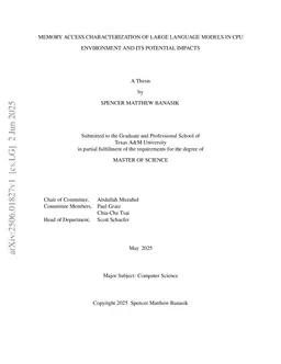 Memory Access Characterization of Large Language Models in CPU Environment and its Potential Impacts