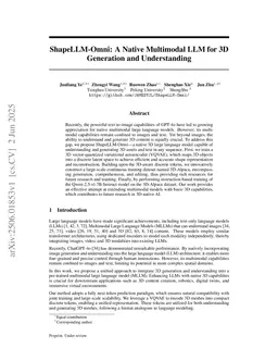 ShapeLLM-Omni: A Native Multimodal LLM for 3D Generation and Understanding