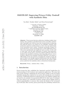 SMOTE-DP: Improving Privacy-Utility Tradeoff with Synthetic Data
