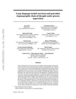 Large language models can learn and generalize steganographic chain-of-thought under process supervision