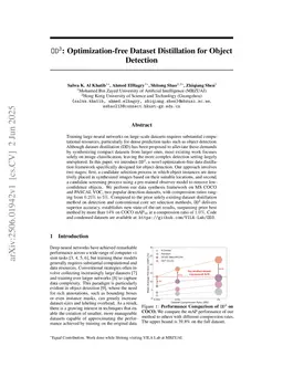 OD3: Optimization-free Dataset Distillation for Object Detection