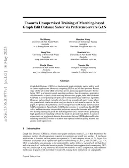 Towards Unsupervised Training of Matching-based Graph Edit Distance Solver via Preference-aware GAN