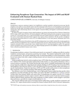 Enhancing Paraphrase Type Generation: The Impact of DPO and RLHF Evaluated with Human-Ranked Data