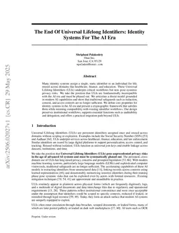 The End Of Universal Lifelong Identifiers: Identity Systems For The AI Era