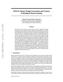 EWGN: Elastic Weight Generation and Context Switching in Deep Learning