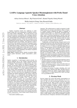 LASPA: Language Agnostic Speaker Disentanglement with Prefix-Tuned Cross-Attention