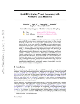 SynthRL: Scaling Visual Reasoning with Verifiable Data Synthesis