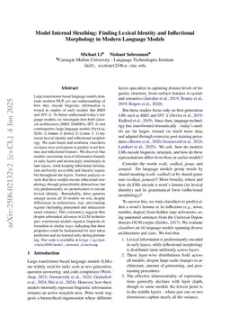 Model Internal Sleuthing: Finding Lexical Identity and Inflectional Features in Modern Language Models