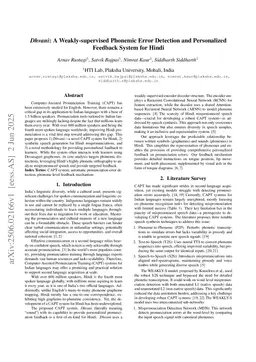 Dhvani: A Weakly-supervised Phonemic Error Detection and Personalized Feedback System for Hindi