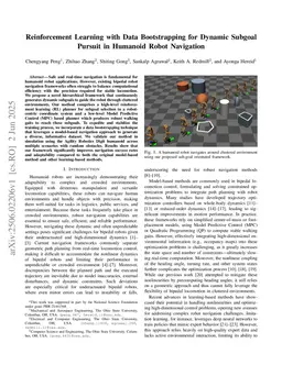 Reinforcement Learning with Data Bootstrapping for Dynamic Subgoal Pursuit in Humanoid Robot Navigation