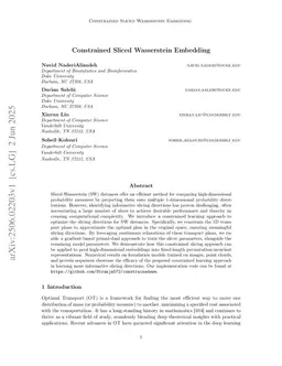 Constrained Sliced Wasserstein Embedding