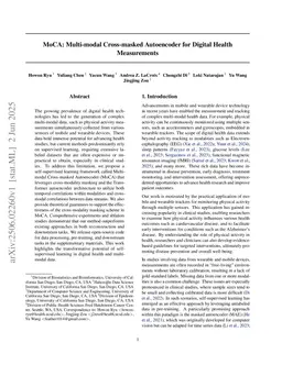 MoCA: Multi-modal Cross-masked Autoencoder for Digital Health Measurements