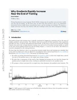 Why Gradients Rapidly Increase Near the End of Training