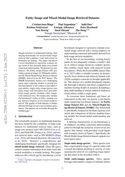 Entity Image and Mixed-Modal Image Retrieval Datasets