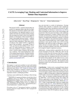 CACTI: Leveraging Copy Masking and Contextual Information to Improve Tabular Data Imputation