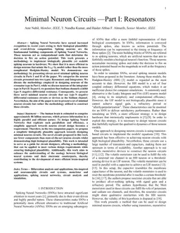 Minimal Neuron Circuits -- Part I: Resonators