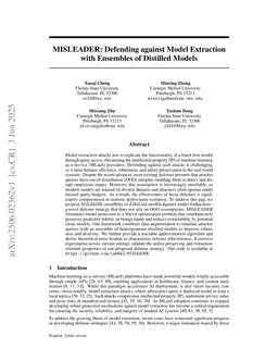 MISLEADER: Defending against Model Extraction with Ensembles of Distilled Models