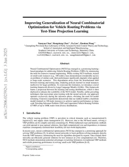 Improving Generalization of Neural Combinatorial Optimization for Vehicle Routing Problems via Test-Time Projection Learning