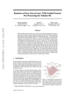 Random at First, Fast at Last: NTK-Guided Fourier Pre-Processing for Tabular DL