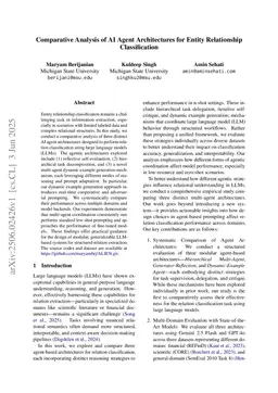 Comparative Analysis of AI Agent Architectures for Entity Relationship Classification