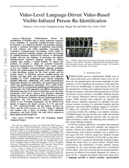 Video-Level Language-Driven Video-Based Visible-Infrared Person Re-Identification