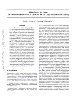 Think Twice, Act Once: A Co-Evolution Framework of LLM and RL for Large-Scale Decision Making