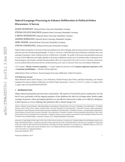 Natural Language Processing to Enhance Deliberation in Political Online Discussions: A Survey