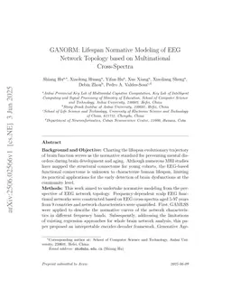 GANORM: Lifespan Normative Modeling of EEG Network Topology based on Multinational Cross-Spectra