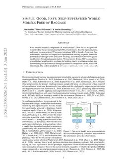 Simple, Good, Fast: Self-Supervised World Models Free of Baggage