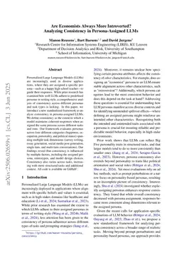 Are Economists Always More Introverted? Analyzing Consistency in Persona-Assigned LLMs