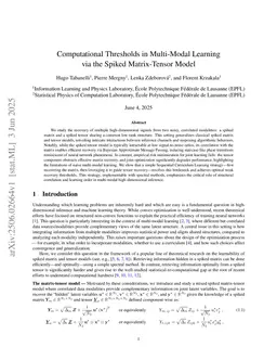Computational Thresholds in Multi-Modal Learning via the Spiked Matrix-Tensor Model