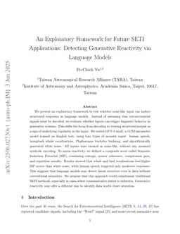 An Exploratory Framework for Future SETI Applications: Detecting Generative Reactivity via Language Models
