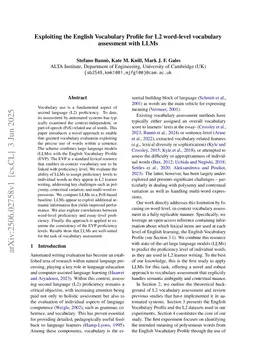 Exploiting the English Vocabulary Profile for L2 word-level vocabulary assessment with LLMs