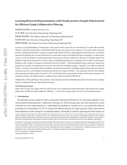 Learning Binarized Representations with Pseudo-positive Sample Enhancement for Efficient Graph Collaborative Filtering