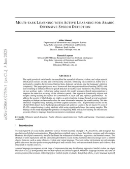 Multi-task Learning with Active Learning for Arabic Offensive Speech Detection
