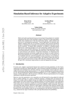 Simulation-Based Inference for Adaptive Experiments