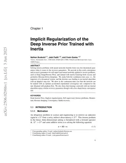 Implicit Regularization of the Deep Inverse Prior Trained with Inertia
