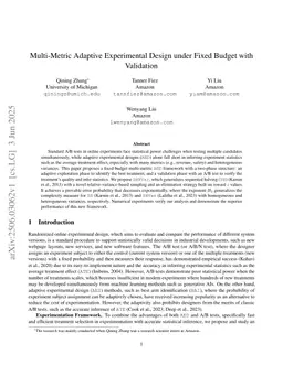 Multi-Metric Adaptive Experimental Design under Fixed Budget with Validation