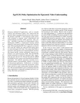 EgoVLM: Policy Optimization for Egocentric Video Understanding