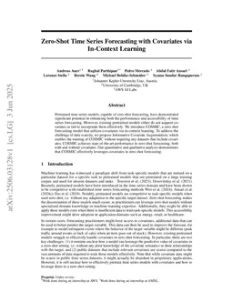Zero-Shot Time Series Forecasting with Covariates via In-Context Learning