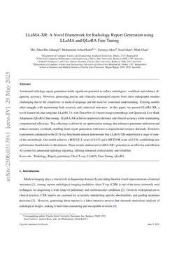 LLaMA-XR: A Novel Framework for Radiology Report Generation using LLaMA and QLoRA Fine Tuning