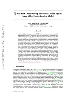 Vid-SME: Membership Inference Attacks against Large Video Understanding Models