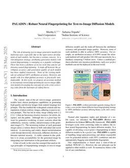 PALADIN : Robust Neural Fingerprinting for Text-to-Image Diffusion Models
