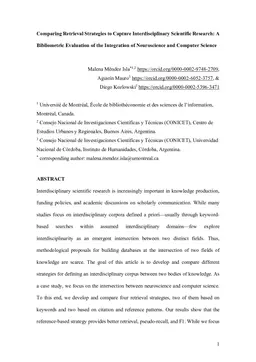 Comparing Retrieval Strategies to Capture Interdisciplinary Scientific Research: A Bibliometric Evaluation of the Integration of Neuroscience and Computer Science