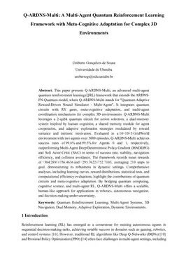 Q-ARDNS-Multi: A Multi-Agent Quantum Reinforcement Learning Framework with Meta-Cognitive Adaptation for Complex 3D Environments