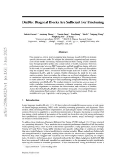 DiaBlo: Diagonal Blocks Are Sufficient For Finetuning