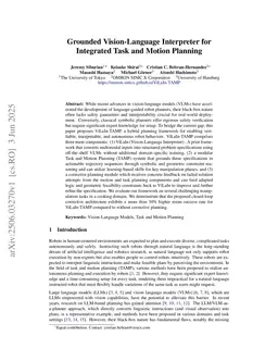 Grounded Vision-Language Interpreter for Integrated Task and Motion Planning